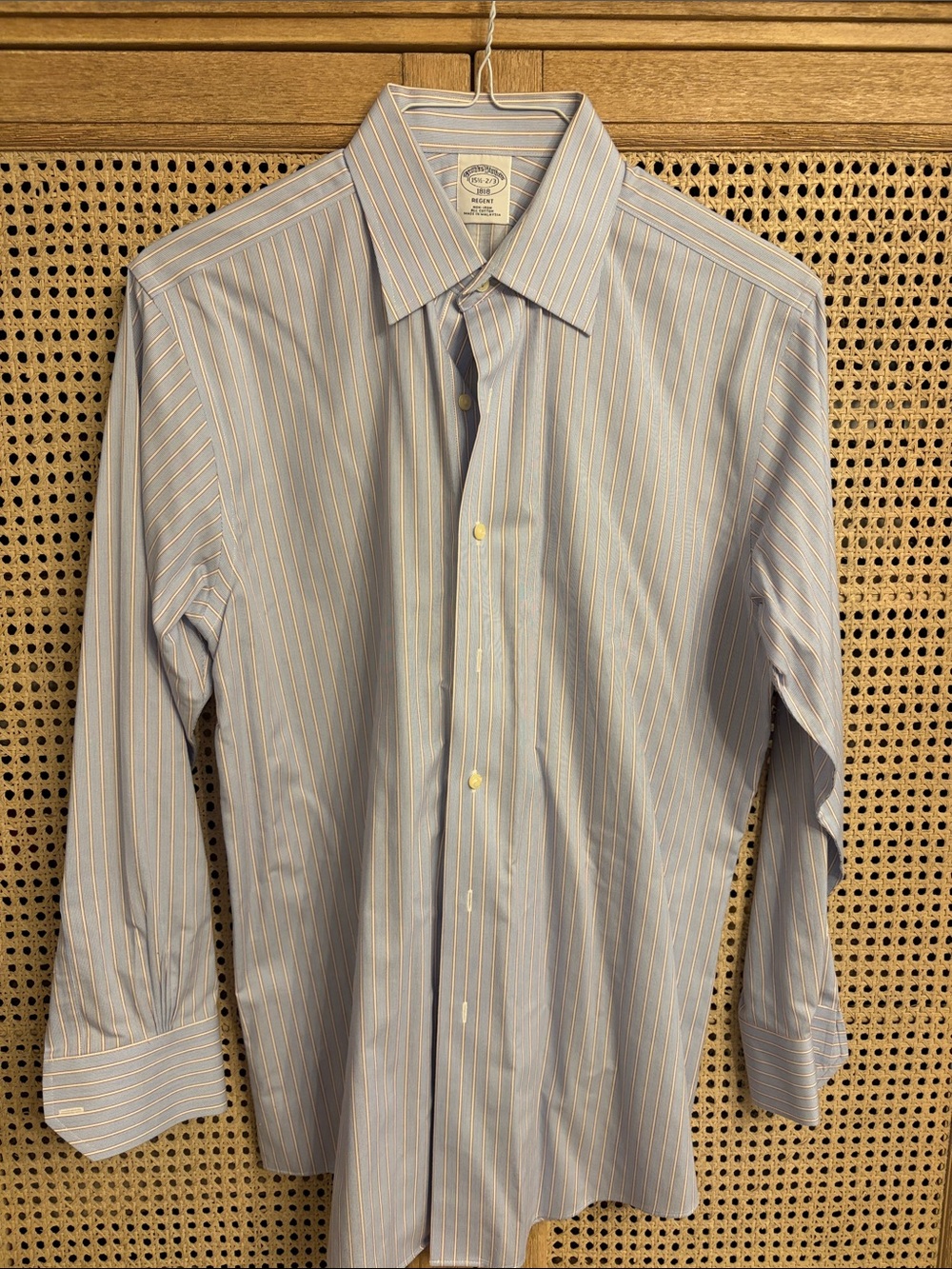Brooks Brothers Regent Blue and Maroon PinstripeDress Shirt
